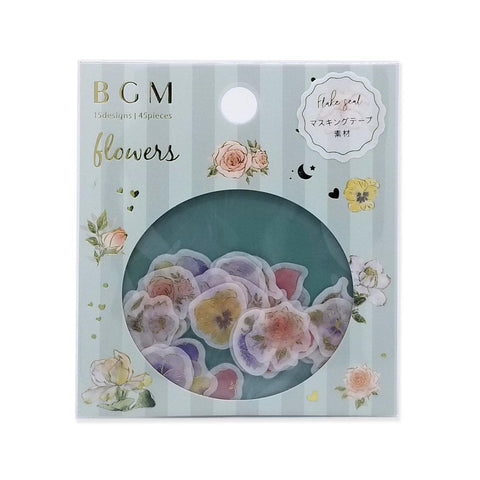 BGM Washi Sticker Flake SEAL Foil Stamping - Flower Story | papermindstationery.com | BGM, Flake Stickers, Flower