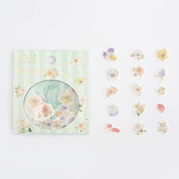 BGM Washi Sticker Flake SEAL Foil Stamping - Flower Story | papermindstationery.com | BGM, Flake Stickers, Flower