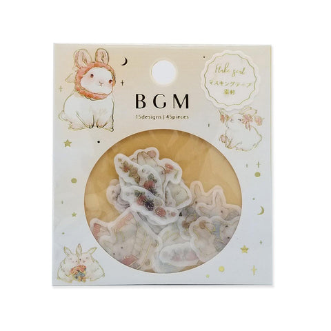 BGM Washi Sticker Flake SEAL Foil Stamping - Rabbit | papermindstationery.com | BGM, Flake Stickers, Pet, Rabbit