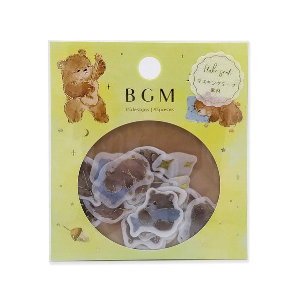 BGM Washi Sticker Flake SEAL Foil Stamping - Bear | papermindstationery.com | Animal, Bear, BGM, boxing, Flake Stickers, sale