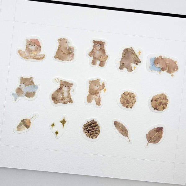 BGM Washi Sticker Flake SEAL Foil Stamping - Bear | papermindstationery.com | Animal, Bear, BGM, boxing, Flake Stickers, sale