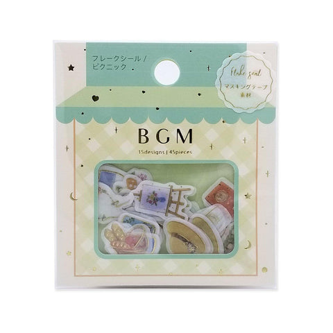 BGM Washi Sticker Flake SEAL Foil Stamping - Picnic | papermindstationery.com | BGM, Flake Stickers, Flower, sale