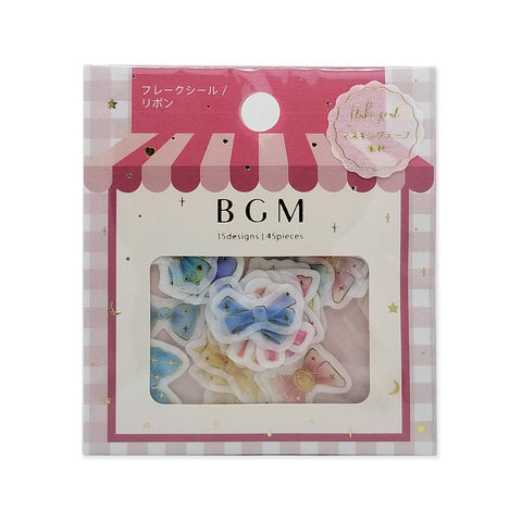 BGM Washi Sticker Flake SEAL Foil Stamping - Ribbon | papermindstationery.com | BGM, Flake Stickers, Flower, Ribbon, sale