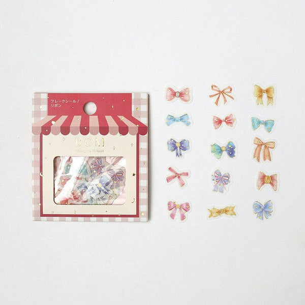 BGM Washi Sticker Flake SEAL Foil Stamping - Ribbon | papermindstationery.com | BGM, Flake Stickers, Flower, Ribbon, sale