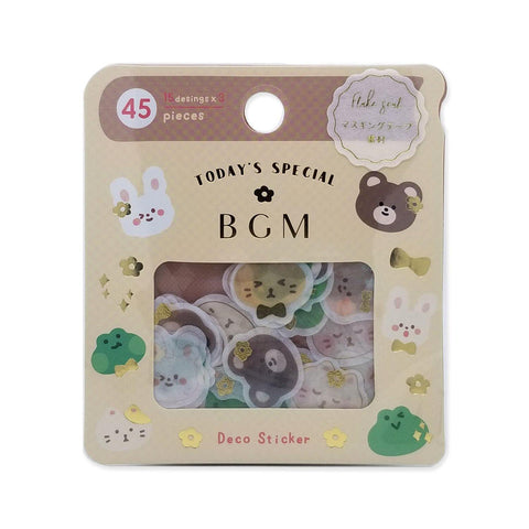 BGM Washi Sticker Flake SEAL Foil Stamping - Little Animals | papermindstationery.com | Animal, Bear, BGM, boxing, Flake Stickers, sale