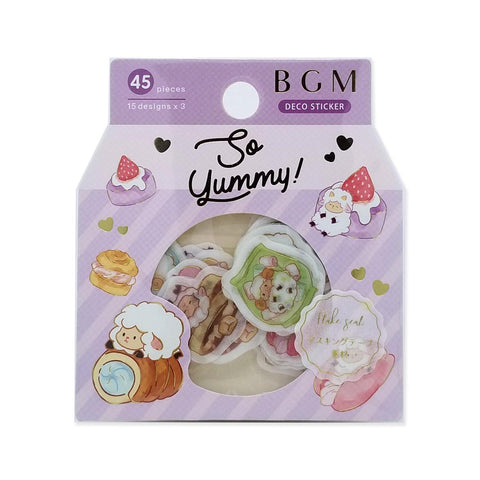 BGM Washi Sticker Flake SEAL Foil Stamping - Sheep & Cream Dessert | papermindstationery.com | Animal, BGM, Dessert, Flake Stickers