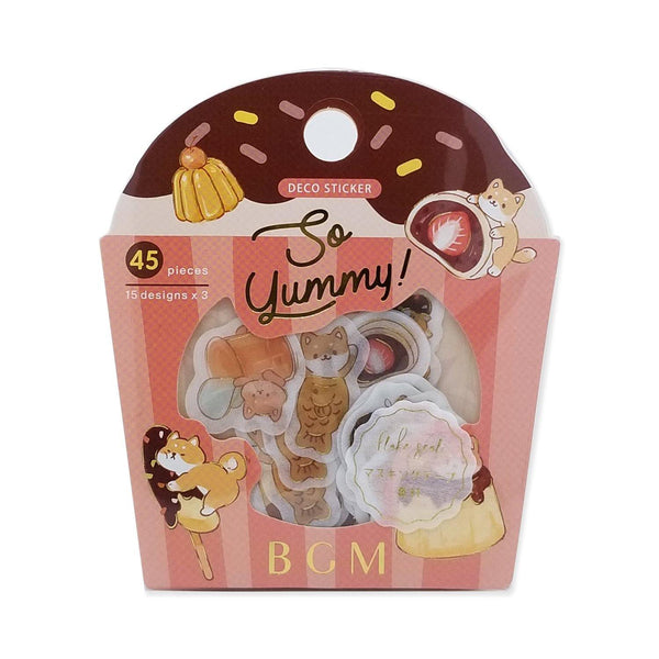 BGM Washi Sticker Flake SEAL Foil Stamping - Dog & Pudding | papermindstationery.com | BGM, Dessert, Dog, Flake Stickers, Pet
