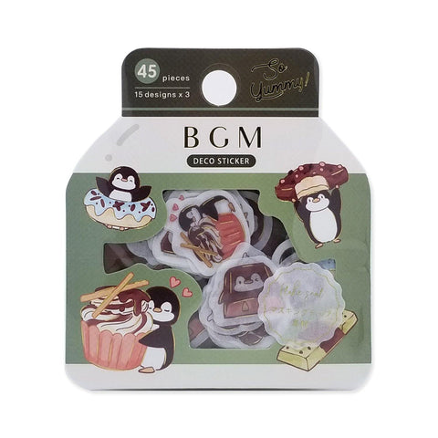 BGM Washi Sticker Flake SEAL Foil Stamping - Penguin & Chocolate | papermindstationery.com | Animal, BGM, Flake Stickers