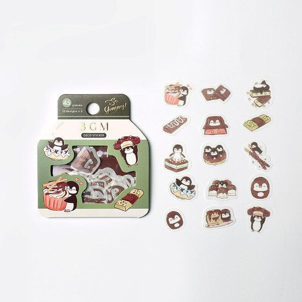 BGM Washi Sticker Flake SEAL Foil Stamping - Penguin & Chocolate | papermindstationery.com | Animal, BGM, Flake Stickers