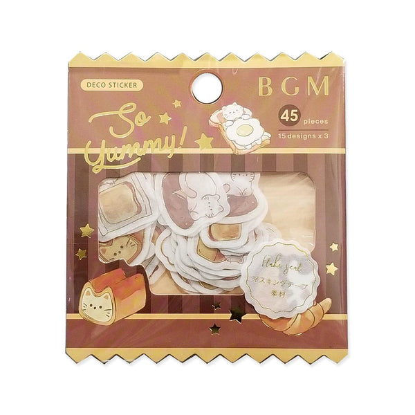 BGM Washi Sticker Flake SEAL Foil Stamping - Cat & Bakery | papermindstationery.com | BGM, Cat, Flake Stickers, Pet