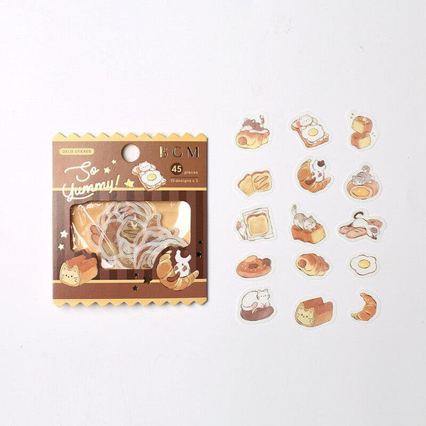 BGM Washi Sticker Flake SEAL Foil Stamping - Cat & Bakery | papermindstationery.com | BGM, Cat, Flake Stickers, Pet