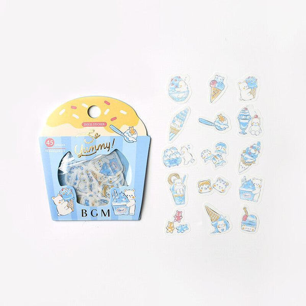 BGM Washi Sticker Flake SEAL Foil Stamping - Polar Bear & Icecream | papermindstationery.com | Animal, BGM, boxing, Flake Stickers, sale