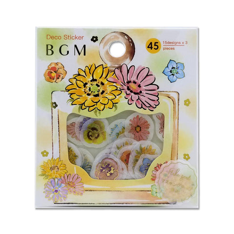 BGM Washi Sticker Flake SEAL Foil Stamping - Flower Melody | papermindstationery.com | BGM, boxing, Flake Stickers, Flower, sale