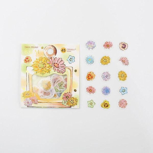 BGM Washi Sticker Flake SEAL Foil Stamping - Flower Melody | papermindstationery.com | BGM, boxing, Flake Stickers, Flower, sale