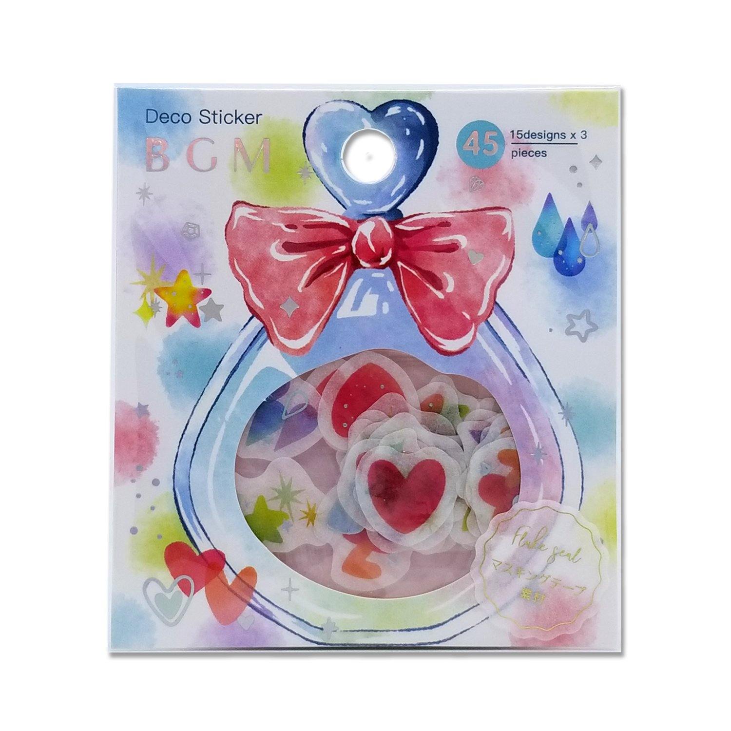 Lucky Star Heart Water Drop - BGM Washi Sticker Flake SEAL Foil Stamping | papermindstationery.com