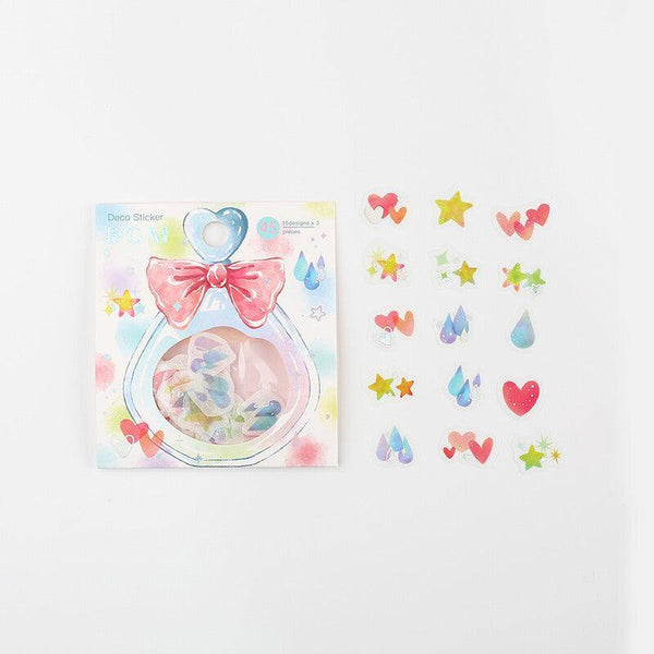 BGM Washi Sticker Flake SEAL Foil Stamping - Lucky Star Heart Water Drop | papermindstationery.com | BGM, boxing, Flake Stickers, sale, Space