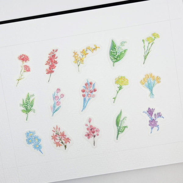 BGM Washi Sticker Flake SEAL Foil Stamping - Lovely Flower Shop | papermindstationery.com | BGM, boxing, Flake Stickers, Flower, sale