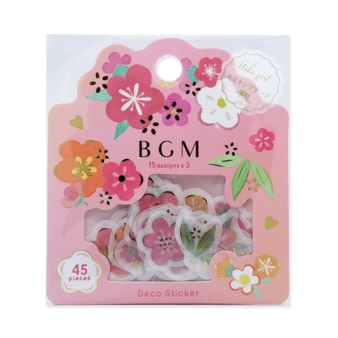 BGM Washi Sticker Flake SEAL Foil Stamping - Japanese Sakura Flowers | papermindstationery.com | BGM, Flake Stickers, Flower