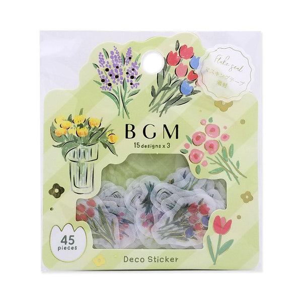 BGM Washi Sticker Flake SEAL Foil Stamping - Colorful Crayon Garden Flowers | papermindstationery.com