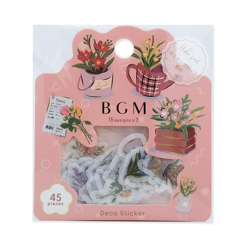 BGM Washi Sticker Flake SEAL Foil Stamping - Lovely Flowers & Potted Plants | papermindstationery.com | BGM, Flake Stickers, Flower