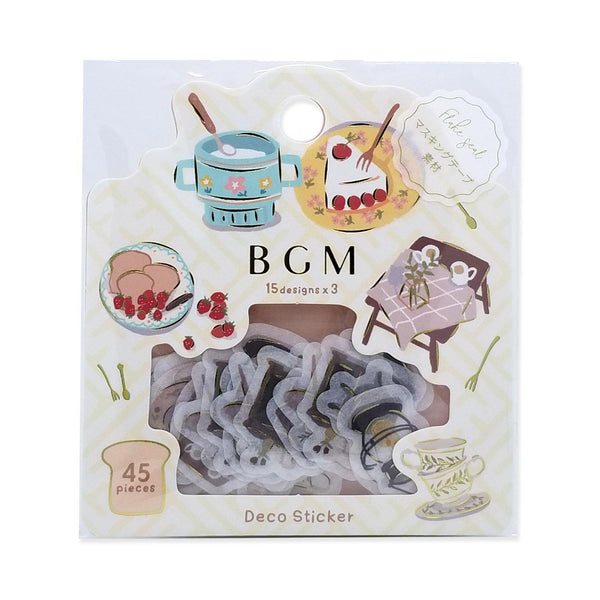 BGM Washi Sticker Flake SEAL Foil Stamping - Happy Tea Time | papermindstationery.com | Bakery, BGM, boxing, Cafe, Dessert, Flake Stickers, sale