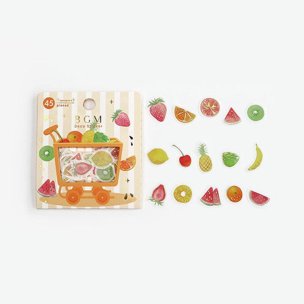 BGM Washi Sticker Flake SEAL Foil Stamping - Happy Fruit | papermindstationery.com | BGM, Flake Stickers, Fruit