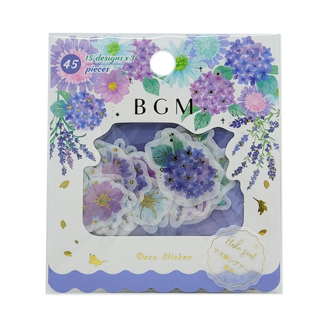 BGM Washi Sticker Flake SEAL Foil Stamping - Flower Garden Purple | papermindstationery.com