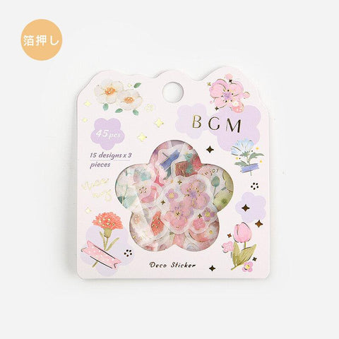 BGM Washi Sticker Flake SEAL Foil Stamping - Little Garden Flowers | papermindstationery.com | BGM, Flake Stickers, Flower