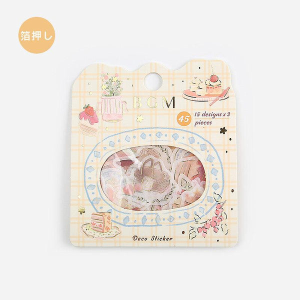BGM Washi Sticker Flake SEAL Foil Stamping - Lovely Tea & Dessert | papermindstationery.com | BGM, Cafe, Dessert, Flake Stickers