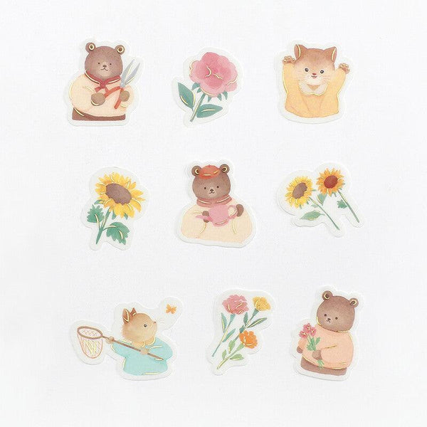 BGM Washi Sticker Flake SEAL Foil Stamping - Lovely Animal Garden | papermindstationery.com | Bear, BGM, boxing, Flake Stickers, Flower, sale