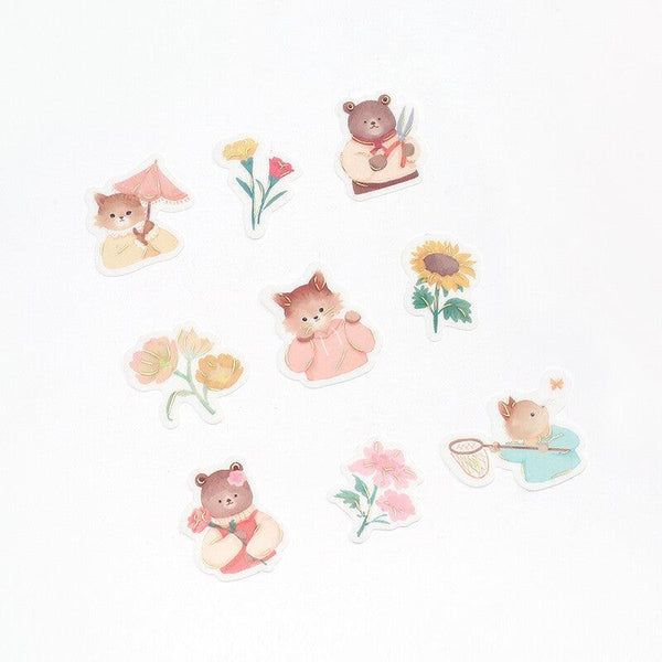 BGM Washi Sticker Flake SEAL Foil Stamping - Lovely Animal Garden | papermindstationery.com | Bear, BGM, boxing, Flake Stickers, Flower, sale