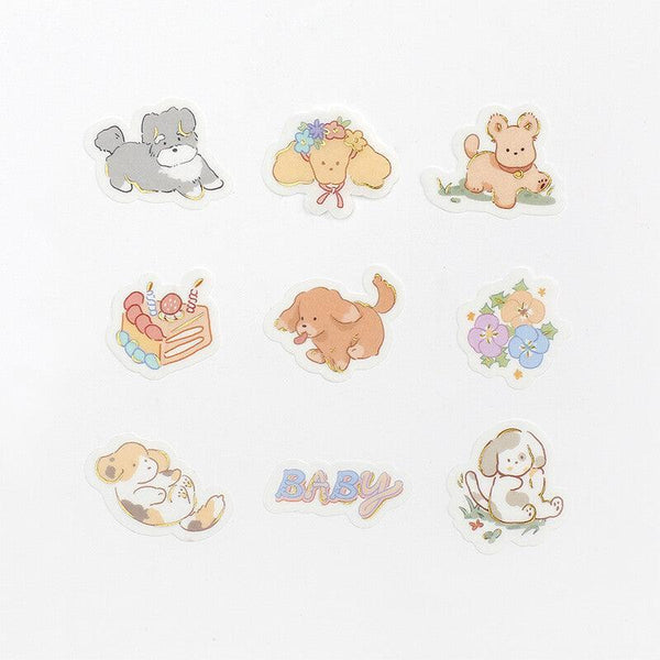 Lovely Playing Dog - BGM Washi Sticker Flake SEAL Foil Stamping | papermindstationery.com