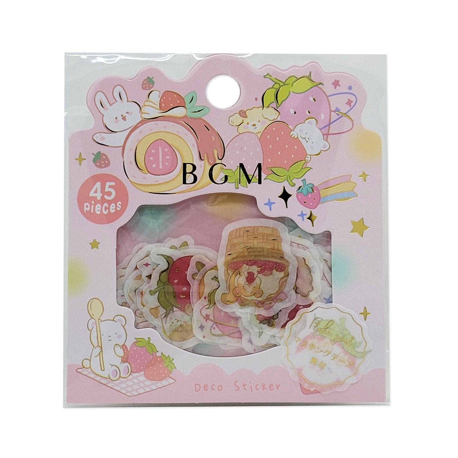Lovely Animal & Strawberry Sweet - BGM Washi Sticker Flake SEAL Foil Stamping | papermindstationery.com