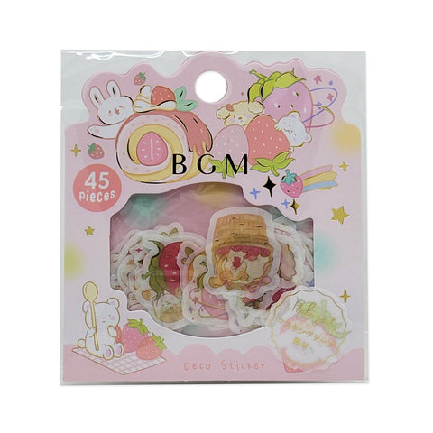 BGM Washi Sticker Flake SEAL Foil Stamping - Lovely Animal & Strawberry Sweet | papermindstationery.com | BGM, boxing, Dessert, Flake Stickers, Rabbit, sale