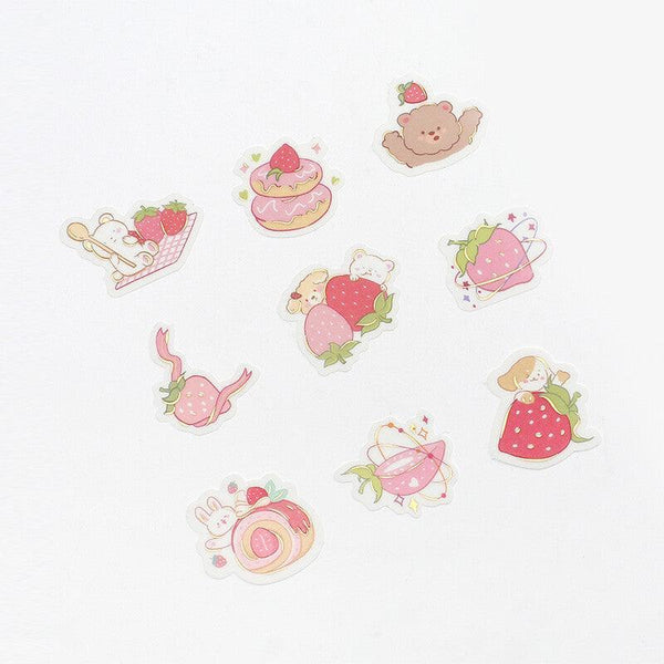 Lovely Animal & Strawberry Sweet - BGM Washi Sticker Flake SEAL Foil Stamping | papermindstationery.com