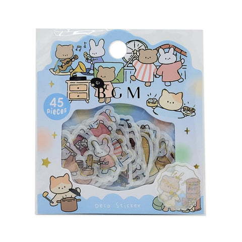 BGM Washi Sticker Flake SEAL Foil Stamping - Lovely Animal Life | papermindstationery.com | Animal, Bear, BGM, Flake Stickers, Rabbit