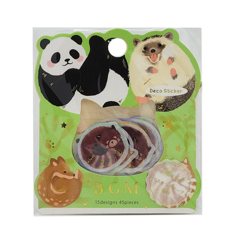 BGM Washi Sticker Flake SEAL Foil Stamping - Sleeping Circle Animal | papermindstationery.com | Animal, Bear, BGM, Flake Stickers, panda