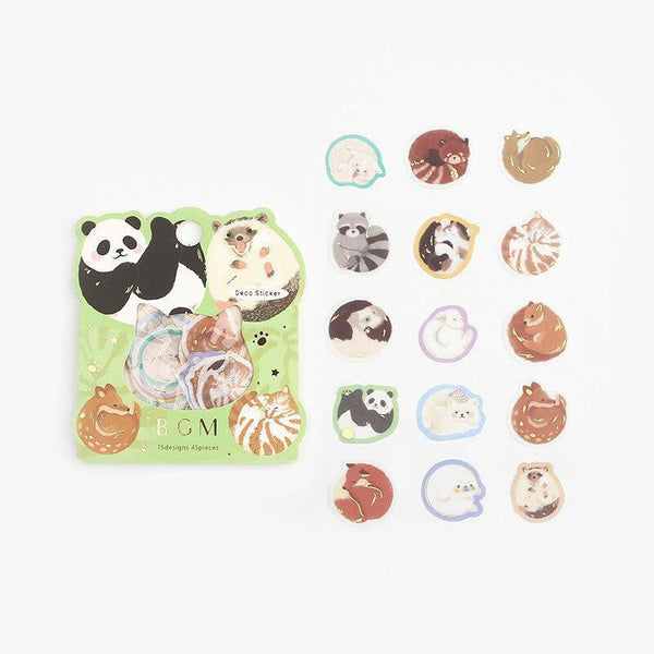 BGM Washi Sticker Flake SEAL Foil Stamping - Sleeping Circle Animal | papermindstationery.com | Animal, Bear, BGM, Flake Stickers, panda