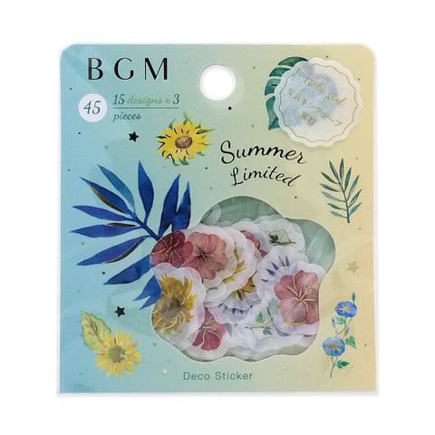 BGM Washi Sticker Flake SEAL Foil Stamping - Tropical Flowers | papermindstationery.com | BGM, boxing, Flake Stickers, Flower, sale