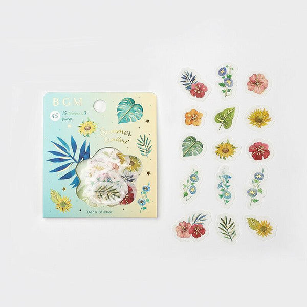 BGM Washi Sticker Flake SEAL Foil Stamping - Tropical Flowers | papermindstationery.com | BGM, boxing, Flake Stickers, Flower, sale