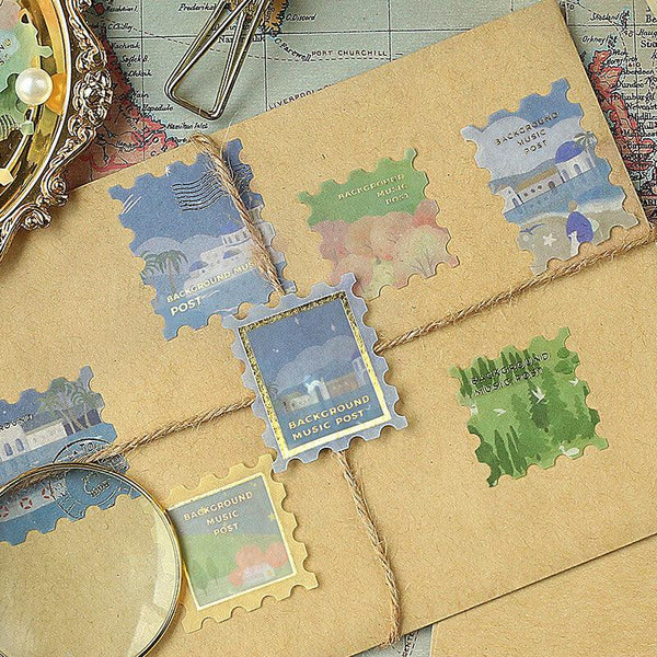 BGM Washi Sticker Flake SEAL Foil Stamping - Postage Stamp Landscape | papermindstationery.com | BGM, Flake Stickers, Others