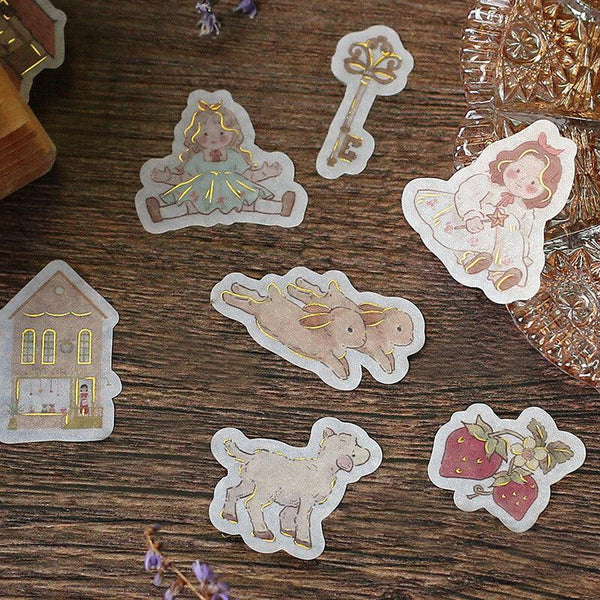 BGM Washi Sticker Flake SEAL Foil Stamping - Vintage Fairy Tale | papermindstationery.com | BGM, Flake Stickers, Flower