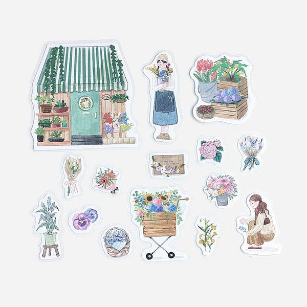 BGM Sticker Flake SEAL - Little Shop Flower | papermindstationery.com | BGM, Flake Stickers, Flower