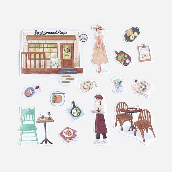 BGM Sticker Flake SEAL - Little Shop Brunch Cafe | papermindstationery.com | BGM, Cafe, Dessert, Flake Stickers