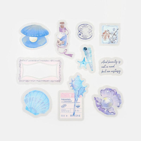 BGM Transparent Clear Sticker Flake SEAL - Natural History Blue Shell | papermindstationery.com | BGM, Flake Stickers, New Arrival