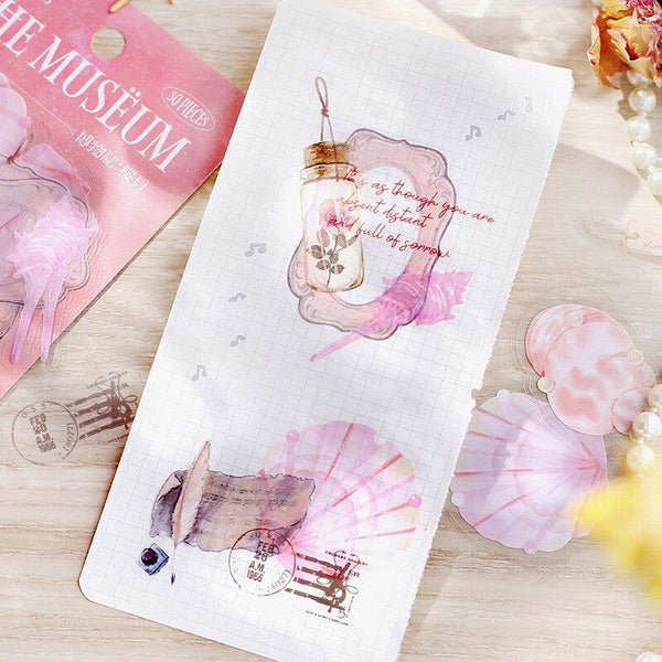 BGM Transparent Clear Sticker Flake SEAL - Natural History Pink Shells | papermindstationery.com | BGM, Flake Stickers, New Arrival