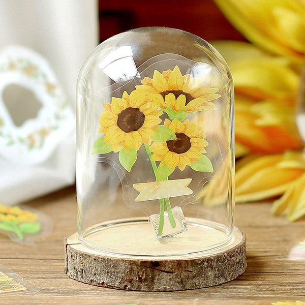 BGM Transparent Clear Sticker Flake SEAL - Yellow Flower Bloom In a Bottle | papermindstationery.com