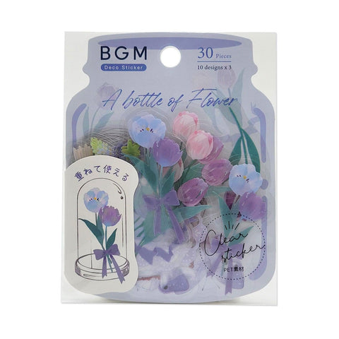 BGM Transparent Clear Sticker Flake SEAL - Violet Flower Bloom In a Bottle | papermindstationery.com | BGM, Flake Stickers