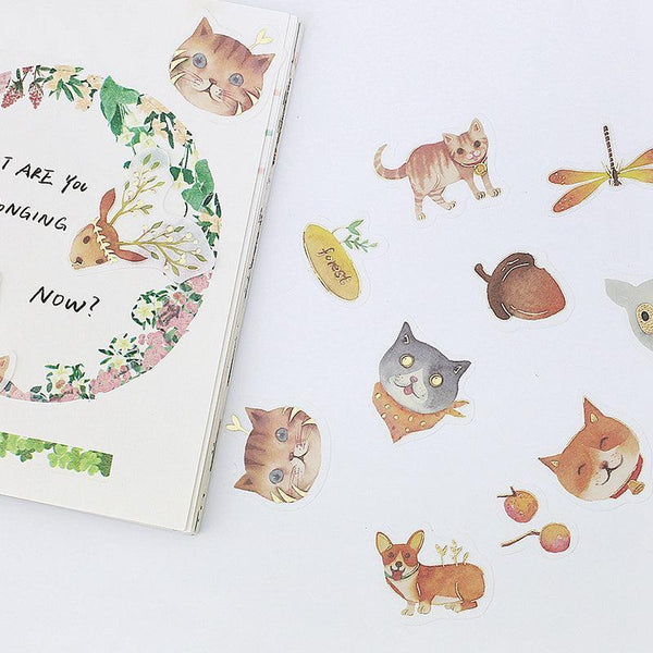 BGM Washi Sticker Flake SEAL Foil Stamping - Forest diary Cat | papermindstationery.com | BGM, boxing, Cat, Flake Stickers, Pet, sale