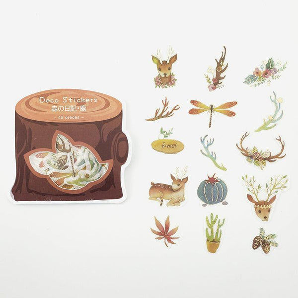 BGM Washi Sticker Flake SEAL Foil Stamping - Forest diary Deer | papermindstationery.com | Animal, BGM, boxing, Flake Stickers, sale